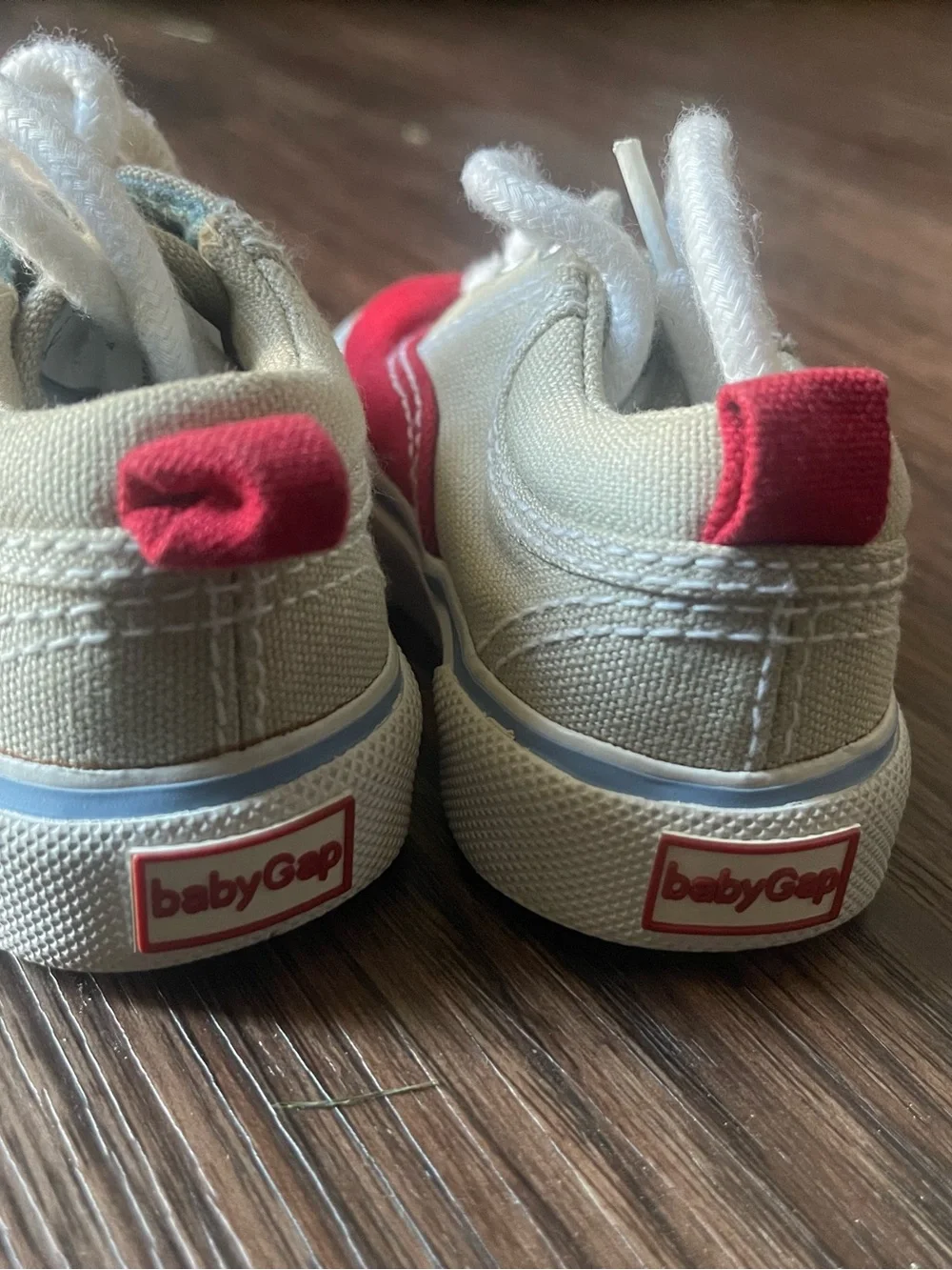 GAP Kids Red and Cream Canvas Lace-Up Sneakers